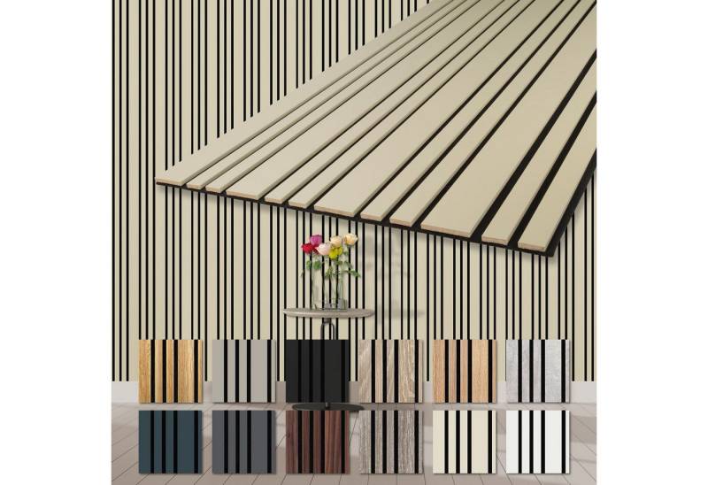 Hexim Wandpaneel, (Akustikpaneele 2 Stück 278x60cm Holz Mila - flexible Holzpaneele Platten Wanddeko Wand Kombipaneel Wandverkleidung Schalldämmung Akustikfilz beige 3.34m² Palomino) von Hexim