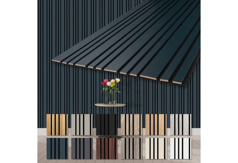 Hexim Wandpaneel, (Akustikpaneele 2 Stück 278x60cm Holz Mila - flexible Holzpaneele Platten Wanddeko Wand Kombipaneel Wandverkleidung Schalldämmung Akustikfilz blau 3.34m² Ocean) von Hexim