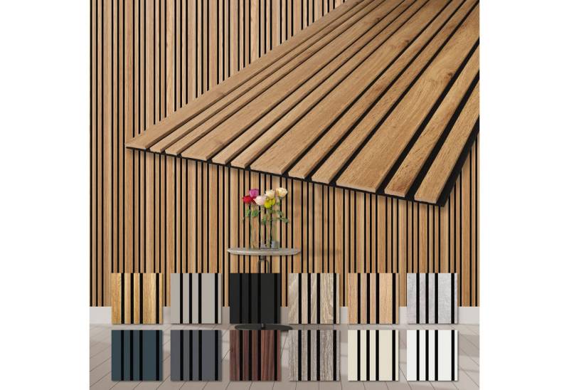 Hexim Wandpaneel, (Akustikpaneele Holz 278x60cm Mila - flexible Holzpaneele 4er Set (6,68m) Wanddeko Wand Kombipaneel Wandverkleidung Schalldämmung Akustikfilz braun Pecan) von Hexim