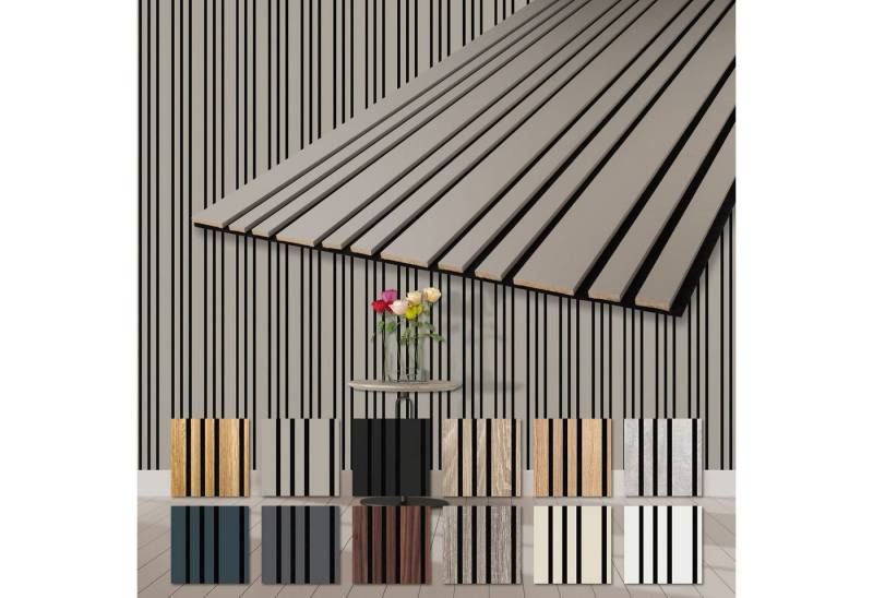 Hexim Wandpaneel, (Akustikpaneele Holz 278x60cm Mila - flexible Holzpaneele 4er Set (6,68m) Wanddeko Wand Kombipaneel Wandverkleidung Schalldämmung Akustikfilz grau Sandgrey) von Hexim