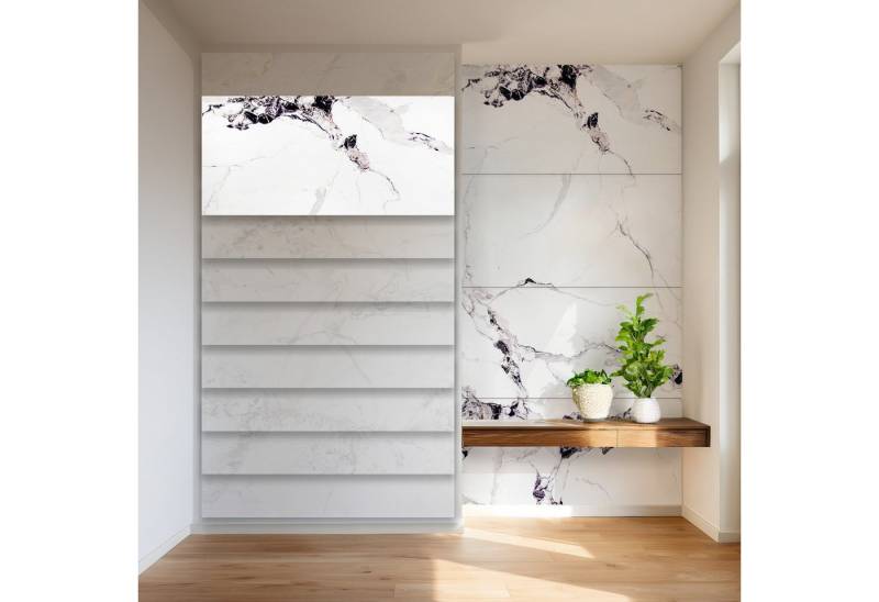 Hexim Wandpaneel, (Wandverkleidung 4er-Set Granit-/Marmoroptik 122×280cm (je Paneel 122×70cm) Spritzschutz robuste Wandverkleidung aus Kunststoff - wasserfestes Wandpaneel Bad weiß (4 Paneele / 3,42 m² Modell 2013B) von Hexim