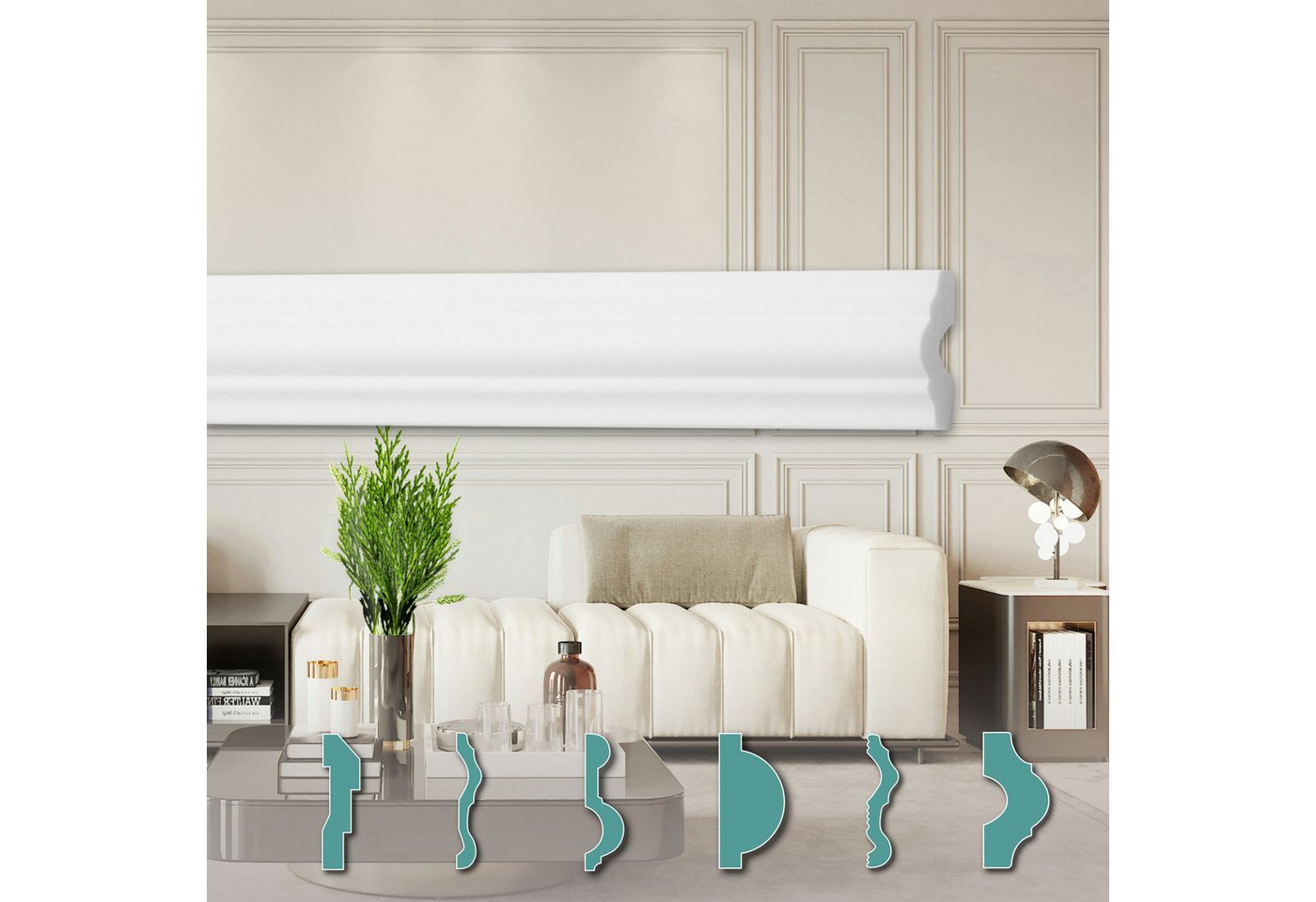 Hexim Zierleiste FG2, 20 Meter / 10 Leisten, Wandleisten modern XPS Styropor weiß, 2 Meter Stuckleisten Styroporleisten Stuckverzierung Friesleisten Stuck Zierleisten Hexim Zierleiste FG2, 20 Meter / 10 Leisten, Wandleisten modern XPS Styropor weiß, 2 Meter Stuckleisten Styroporleisten Stuckverzierung Friesleisten Stuck Zierleisten von Hexim