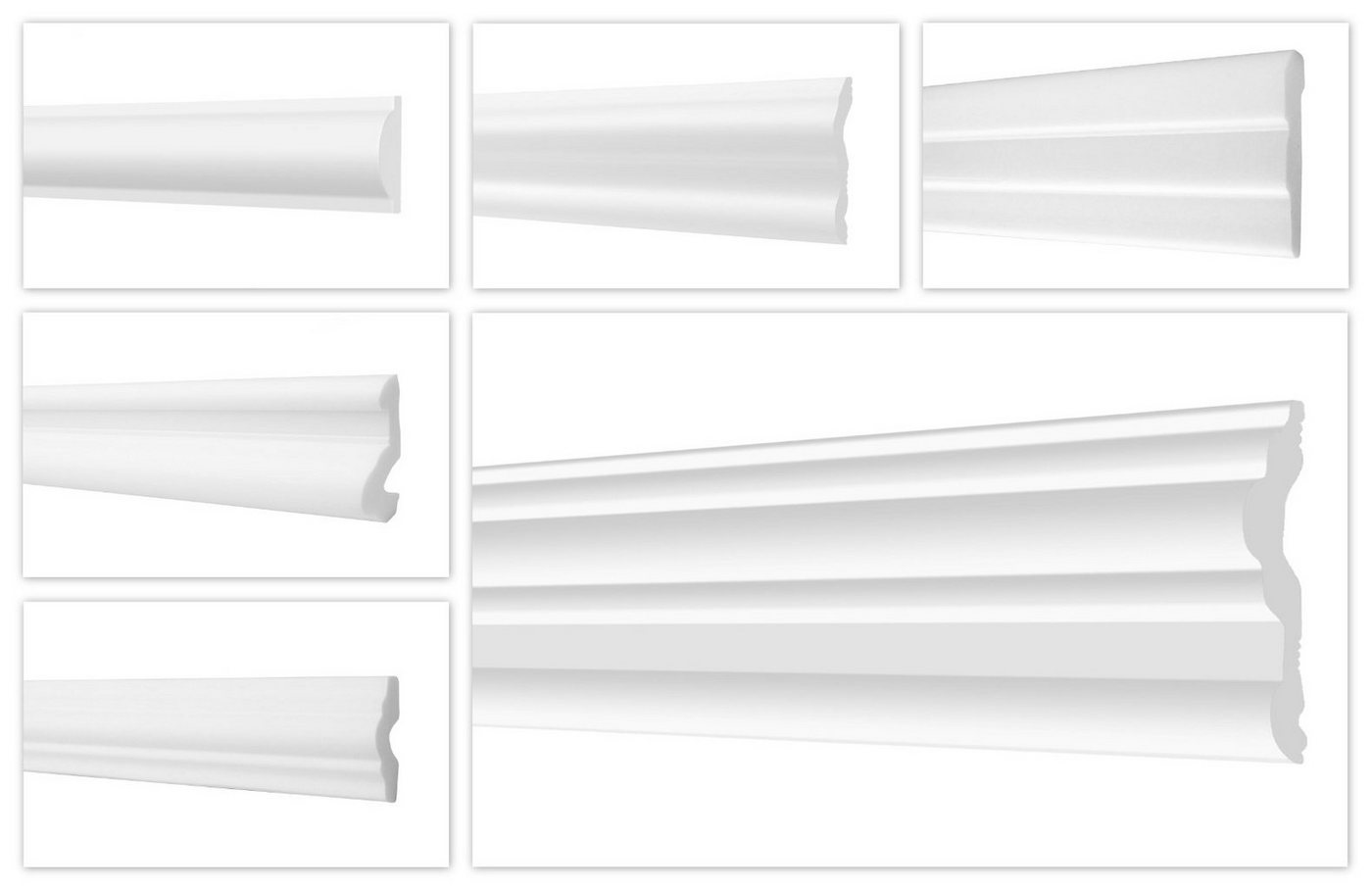 Hexim Zierleiste FG5, 2m Wandleisten modern XPS Styropor weiß, Stuckleisten glatt Sytroporleisten Friesleisten Stuck Zierleisten Stuckverzierung von Hexim