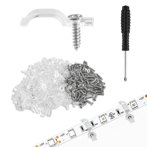 100 STK Led Strip Halterung Befestigung, Led Streifen Halterung, Transparente Lichtstreifen-Clips, Led Befestigungsclips, LED-Streifen Clips für 10mm Lichterkette Led Strip Zubehör Halterung Clips von HexinYigjly