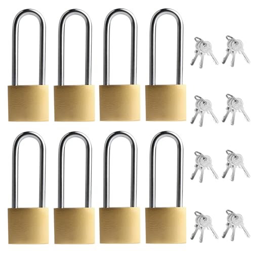 8 Stück Vorhängeschloss Langer Bügel, 32mm Vorhängeschloss Gleichschließend, Vorhängeschlösser mit Schlüssel, Sicherheitsschloss für Gepäck Schränke Schließfächer Spinde Koffer Schloss 32 * 86mm von HexinYigjly