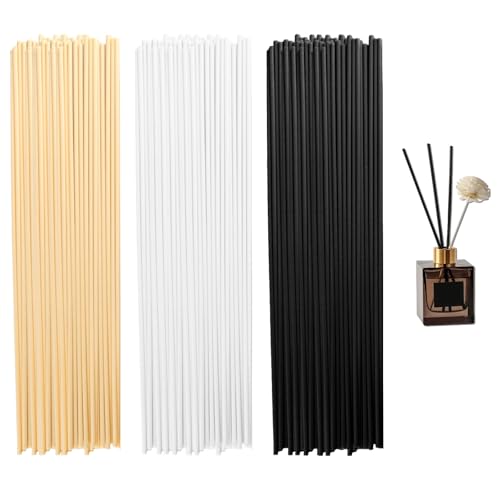 Raumduft Duftstäbchen Nachfüllpack, 120 Stück Duftstäbchen Schwarz Weiß Naturfarben 30 cm x 3 mm Rattanstäbchen für Raumduft Stäbchen Nachfüller, Lange Diffuser Stäbchen für Aroma Ätherische Öle von HexinYigjly