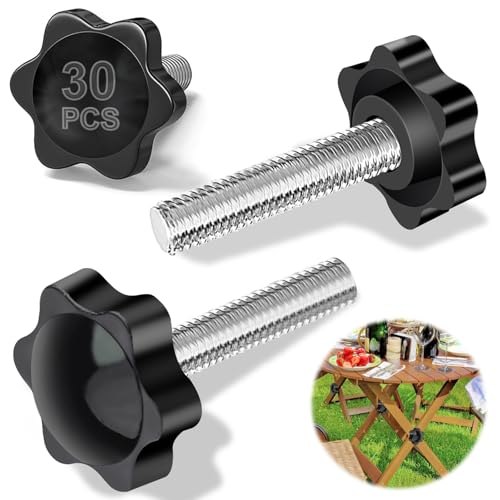 Hexizexi 30 Stück Sterngriffschraube M6x20 mm Rändelschraube M6 Flügelschrauben Sterngriffmutter mit Griff Schwarz Sternkopfschraubefür Werkzeugmaschine Elektronikprodukte Möbelherstellung von Hexizexi