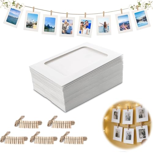 Hexizexi 50 Stück 3 Zoll Papier Bilderrahmen 9x9.5 cm Weiße Fotogirlande mit 50 Holzklammern und 5 Rollen Hanfschnur Fototaschen zum Aufhängen Geeignet für Geburtstage Hochzeiten Wanddekoration Hexizexi 50 Stück 3 Zoll Papier Bilderrahmen 9x9.5 cm Weiße Fotogirlande mit 50 Holzklammern und 5 Rollen Hanfschnur Fototaschen zum Aufhängen Geeignet für Geburtstage Hochzeiten Wanddekoration von Hexizexi