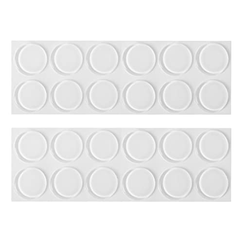 Selbstklebende Glas-Tisch-Stoßfänger, klare Glas-Tischplatte, rutschfeste Pads, Gummi-Stoßfänger für Glastischplatten, Bilderrahmen, Möbel (rund, 20 mm x 2 mm, 24 Stück) von Hexobo