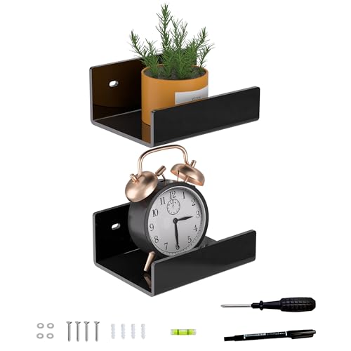 Hexsonhoma 13cm Schwarze Acryl Wandregale für Home Decor, Packung von 2, Acryl Regal für Wand, Wandmontage Display Regal Hexsonhoma 13cm Schwarze Acryl Wandregale für Home Decor, Packung von 2, Acryl Regal für Wand, Wandmontage Display Regal von Hexsonhoma