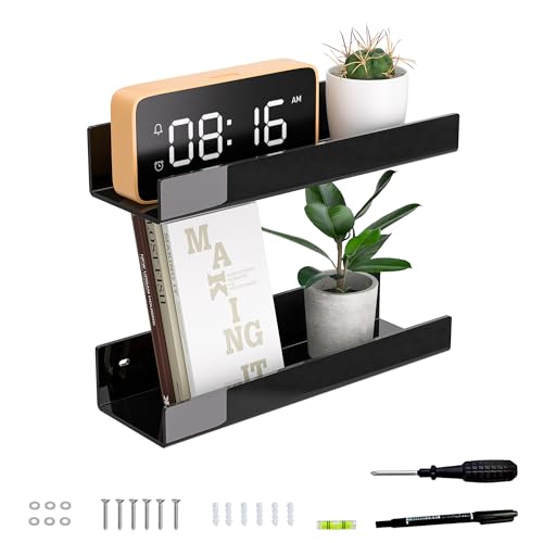Hexsonhoma 30cm schwarzes Acryl Wandregal für Zuhause, 2-Packung, Acryl Organizer Regale für Wand, an der Wand befestigtes Aufbewahrungsregal Hexsonhoma 30cm schwarzes Acryl Wandregal für Zuhause, 2-Packung, Acryl Organizer Regale für Wand, an der Wand befestigtes Aufbewahrungsregal von Hexsonhoma