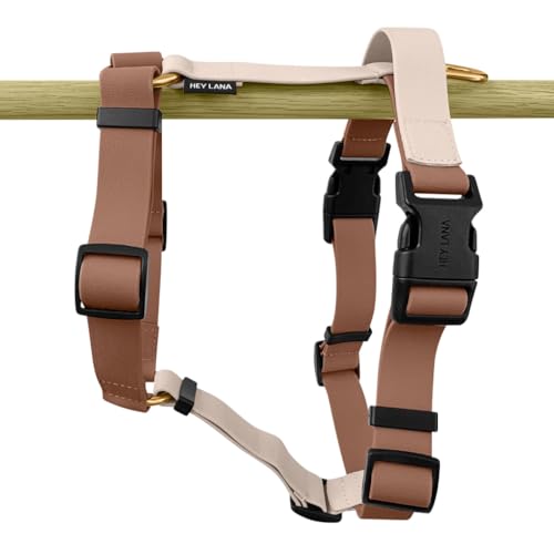 Hey Lana Outdoor Hundegeschirr Handmade, 5-Fach verstellbar & wasserfest, kleine bis sehr große Hunde, Führgeschirr Brustgeschirr Führungsgeschirr Hund Training (Mocca/Mousse, L) von Hey Lana