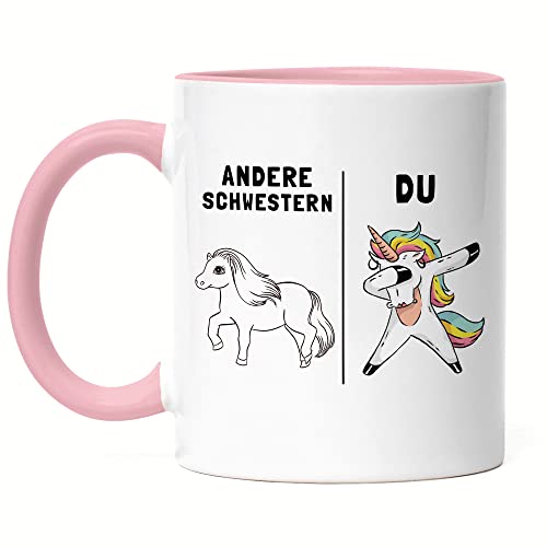 Andere Schwestern Du Tasse Rosa beste Schwester der Welt Geschenk Einhorn Lustig Geschwister Lieblingsschwester von Hey!Print