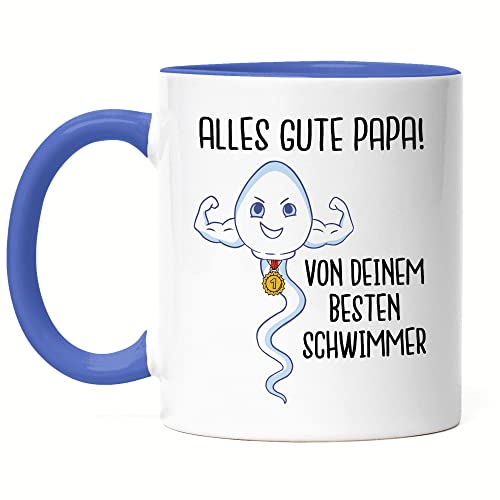 Hey!Print Alles Gute Papa Von Bestem Schwimmer Tasse Vatertagsgeschenk Geburtstag (Blau) von Hey!Print