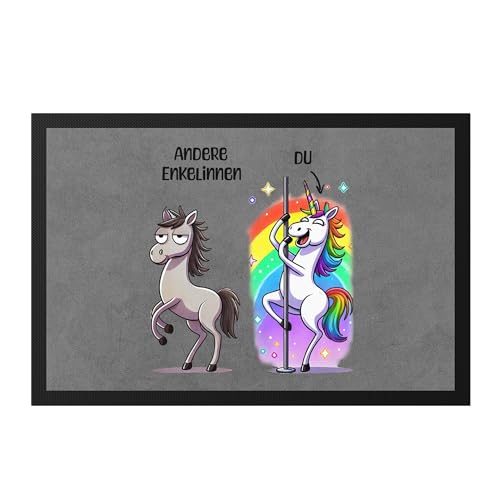Hey!Print Andere Enkelinnen Du Fussmatte Geschenk Enkelin Einhorn Geburtstag cool humorvoll bunt stolz von Hey!Print