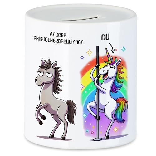 Hey!Print Andere Physiotherapeutinnen Du Spardose Geschenk Physiotherapeutin Einhorn Abschied Kollegin Humor Team Praxis Danke von Hey!Print