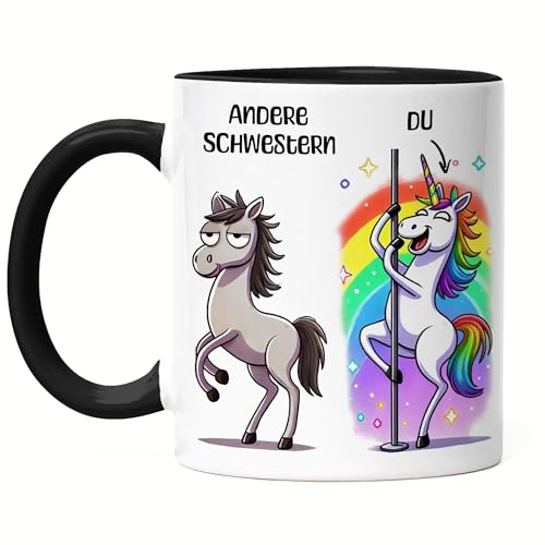 Hey!Print Andere Schwestern Du Tasse Schwarz Geschenk Schwester Einhorn Familie Humor Dankeschön Lustig Witzig Hey!Print Andere Schwestern Du Tasse Schwarz Geschenk Schwester Einhorn Familie Humor Dankeschön Lustig Witzig von Hey!Print