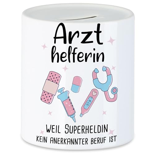Hey!Print Arzthelferin Weil Superheldin Kein Anerkannter Beruf Ist Spardose Geschenk Danke Sagen von Hey!Print