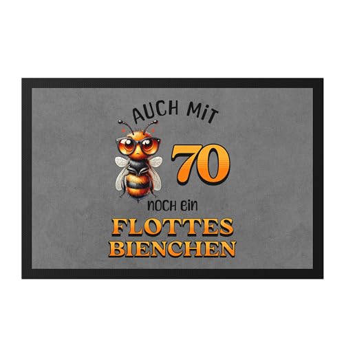 Hey!Print Auch mit 70 noch EIN flottes Bienchen Fußmatte 70. Geburtstag Frau Biene von Hey!Print