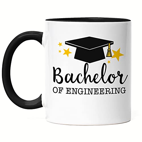 Hey!Print Bachelor of Engineering Tasse Schwarz Abschluss Geschenk Studium Absolvent Bachelorabschluss Uni von Hey!Print