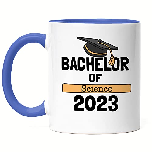 Hey!Print Bachelor of Science 2023 Tasse Blau Studium Absolvent Abschluss Geschenk Bachelorabschluss Uni von Hey!Print