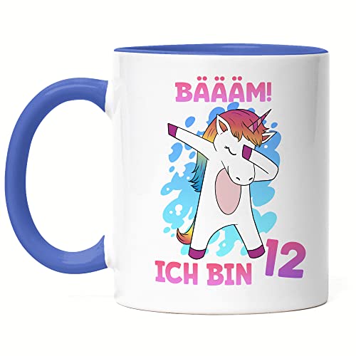 Hey!Print Bäääm Ich Bin 12 Tasse Blau Einhorn 12. Geburtstag Geburtstagsgeschenk Einhorn-Fans Dabbing von Hey!Print