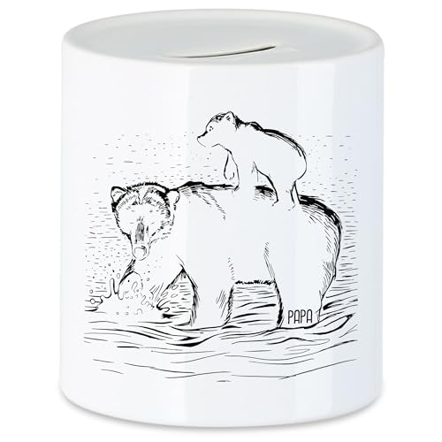 Hey!Print Bärenstarker Papa Spardose Spruch Geschenkidee Vatertag Geburtstag Bester Papa Vater von Hey!Print