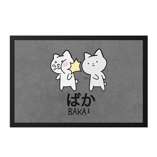 Hey!Print Baka Anime Fußmatte Lustiges Baka Katze Ohrfeige Cat Otaku Manga von Hey!Print