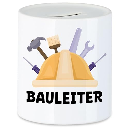 Hey!Print Bauleiter Spardose BAU Bauherr Werkzeug Gebäude Baustelle Arbeit Auftrag Job Bauarbeiter Mitarbeiter Bauleitung von Hey!Print