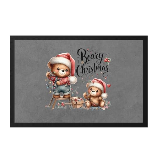 Hey!Print Beary Christmas Lustiges Bärenmotiv Fußmatte Geschenkidee witziges Design Weihnachten von Hey!Print