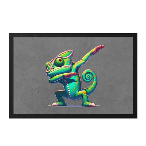 Hey!Print Bunter Leguan Dabbing Fußmatte Iguana Reptil Trend Dab von Hey!Print