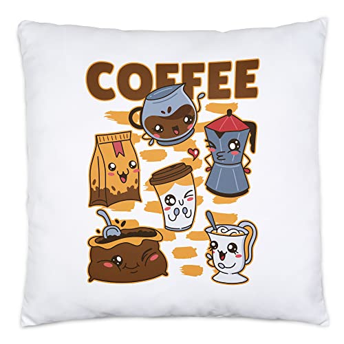 Hey!Print Coffee Kissen Kaffeeliebhaber Caffe Latte Cappuccino Morgens Frühstück Büro Coffeelover Kaffee von Hey!Print