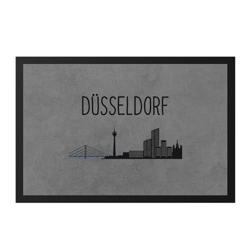 Hey!Print DÜSSELDORF Skyline Fußmatte Souvenir Andenken Deutsche Großstädte Motiv Stadt Silhouette Geschenkidee Umzug von Hey!Print