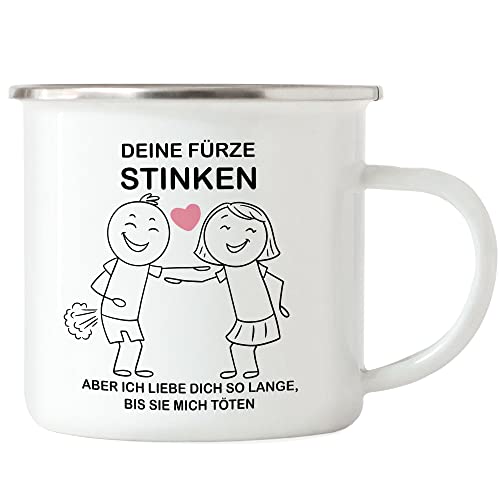 Hey!Print Deine Fürze Stinken Aber Ich Liebe Dich Solange Bis Sie Mich Töten Emaille Tasse Herz Liebesbeweis Gestank Paar Liebe von Hey!Print