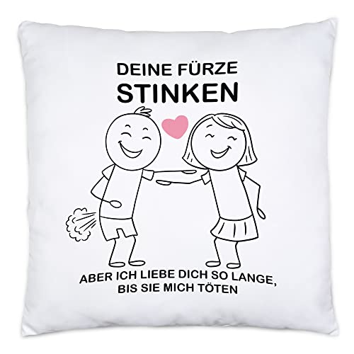 Hey!Print Deine Fürze Stinken Aber Ich Liebe Dich Solange Bis Sie Mich Töten Kissen Herz Liebesbeweis Gestank Paar Liebe von Hey!Print