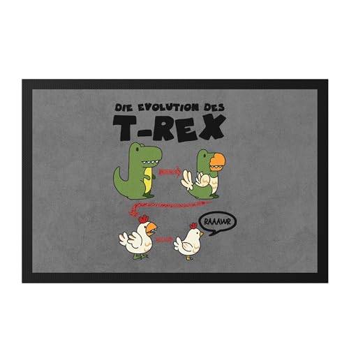 Hey!Print Die Evolution Des T-Rex Fußmatte Vom T-Rex Zum Huhn Dinosaurier Geschenkidee Lustig von Hey!Print