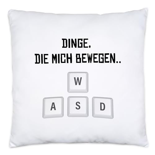 Hey!Print Dinge die Mich bewegen Kissen Inkl. Füllung Online Gaming Keyboard Computerspiele Streaming von Hey!Print