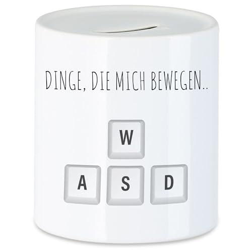 Hey!Print Dinge die Mich bewegen Spardose Gaming Zocker Tastatur Computerspiele Streaming von Hey!Print