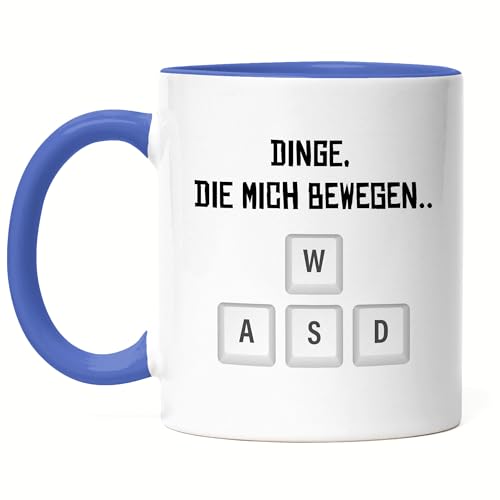 Hey!Print Dinge die mich bewegen Tasse Blau Online Gaming Keyboard Computerspiele Streaming von Hey!Print