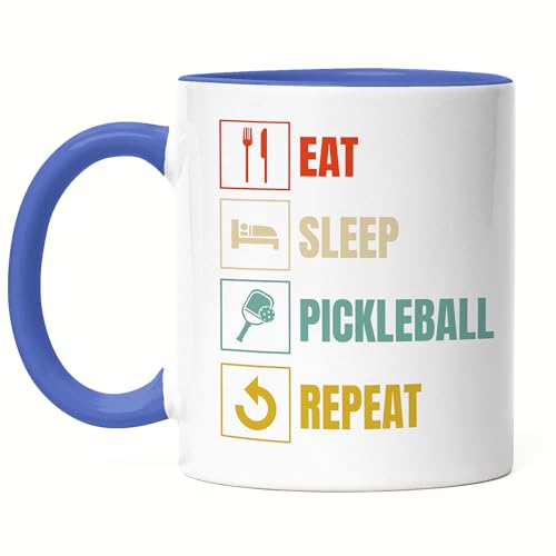 Hey!Print Eat Sleep Pickleball Repeat Tasse Blau Sport Freizeit Pickle-Ball Design von Hey!Print