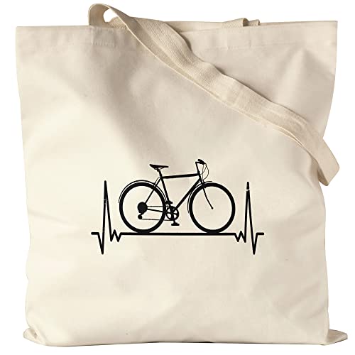 Hey!Print Fahrrad Jutebeutel Stoffbeutel Canvas Heartbeat Geschenk Fahrradfahrer Radfahrer Fahrradfahrerin mit Fahrradmotiv Bike Hey!Print Fahrrad Jutebeutel Stoffbeutel Canvas Heartbeat Geschenk Fahrradfahrer Radfahrer Fahrradfahrerin mit Fahrradmotiv Bike von Hey!Print