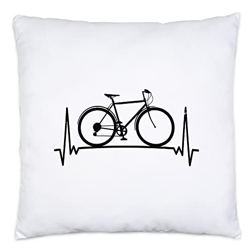 Hey!Print Fahrrad Kissen inkl. Füllung Heartbeat Geschenk Fahrradfahrer Radfahrer Fahrradfahrerin mit Fahrradmotiv Bike 40x40cm von Hey!Print