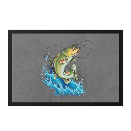 Hey!Print Fisch An Der Angel Fußmatte Angler Angeln Fische Angelzubehör Geschenkidee Hey!Print Fisch An Der Angel Fußmatte Angler Angeln Fische Angelzubehör Geschenkidee von Hey!Print