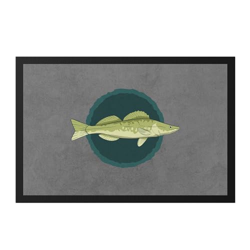 Hey!Print Fischmotiv Fußmatte Angler Geschenkidee Hecht Forelle Karpfen Stöer Barsch von Hey!Print