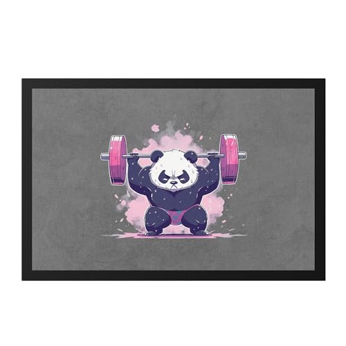 Hey!Print Fitness Panda Power Fußmatte Panda Bär Gewichtheber Workout Bodybuilding Kraftsport von Hey!Print
