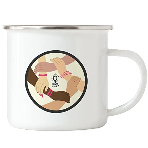 Hey!Print Frauenpower Emaille Tasse Geschenk für Superheldinnen Women Power Frauentag Feminismus von Hey!Print