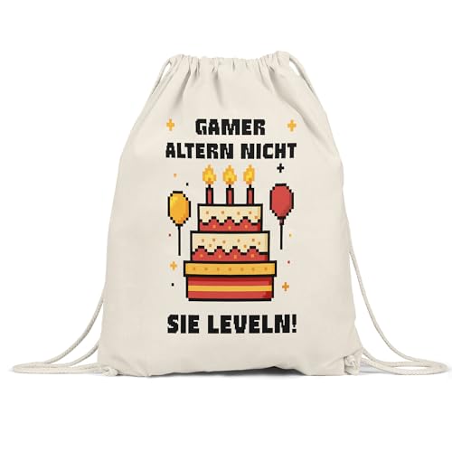 Hey!Print Gamer altern nicht sie leveln Turnbeutel Gamer Geburtstag Gaming Spruch Geschenk Level Up Nerd Zocker Hey!Print Gamer altern nicht sie leveln Turnbeutel Gamer Geburtstag Gaming Spruch Geschenk Level Up Nerd Zocker von Hey!Print