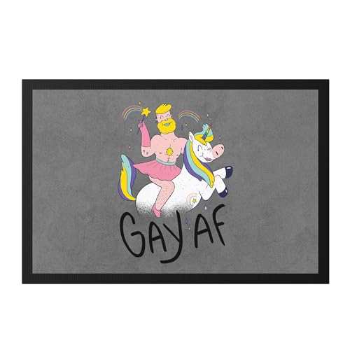 Hey!Print Gay AF LGBT Lustig Gay Rainbow LGBTQ Pride Queer Homosexuell CSD Pride Week Fußmatte von Hey!Print
