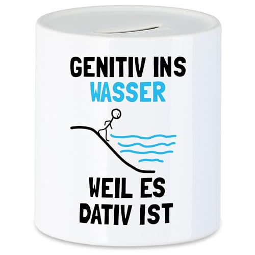 Hey!Print Genitiv ins Wasser Weil es Dativ ist Spardose Grammatik Lehrer Deutschlehrer Germanisten von Hey!Print