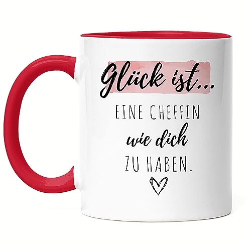 Hey!Print Glück Ist Eine Chefin Wie Dich Zu Haben Tasse Rot Geschenk Danke Sagen Beste Chefin von Hey!Print